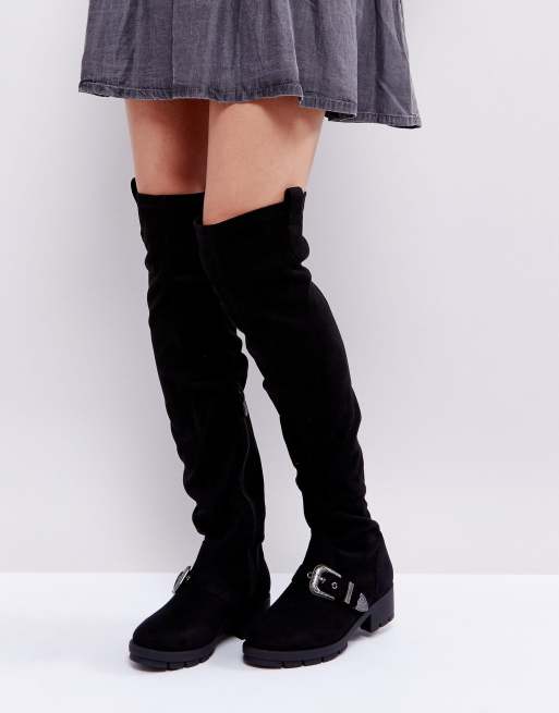 Truffle collection flat hot sale over knee boot