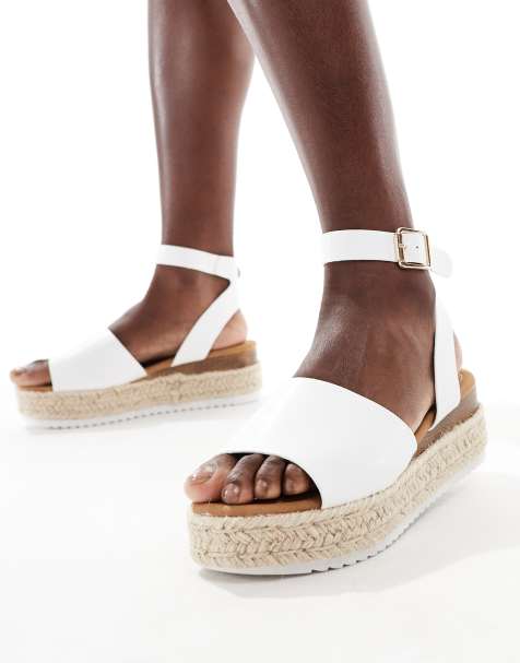 Truffle Collection flatform espadrilles in white - view 1
