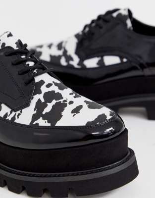 cow print lace up sneakers