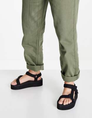 Truffle Collection Flatform Sporty Flat Sandals In Black ModeSens