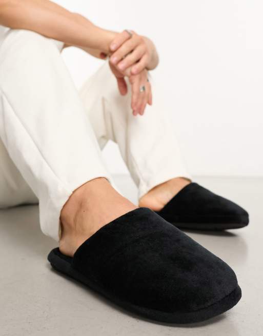 Mens fluffy mule discount slippers