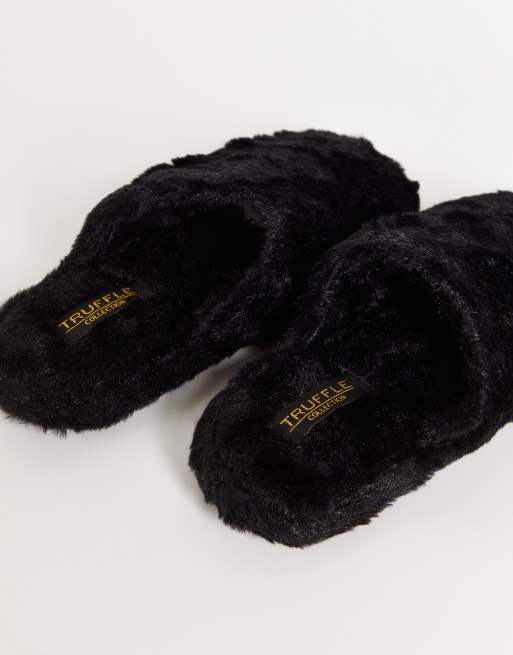 Black mule store slippers women's