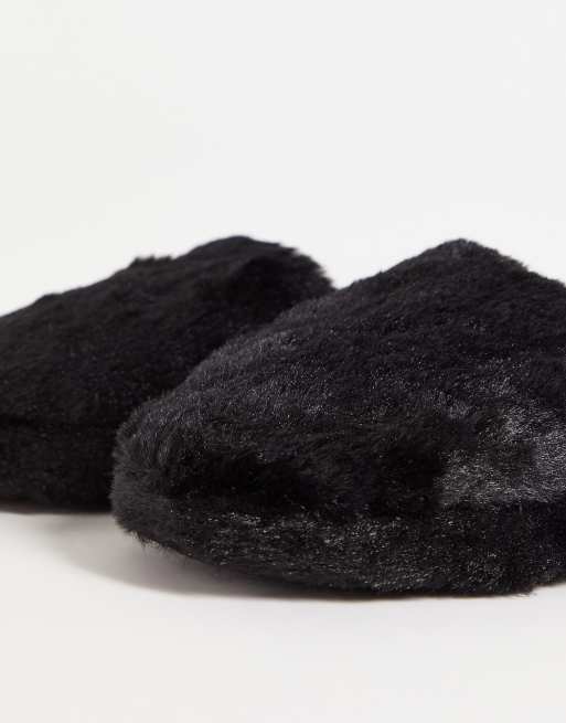 Truffle Collection Black Faux Fur Fuzzy Slip Ons - UK 3 (Black) At Nykaa, Best Beauty Products Online