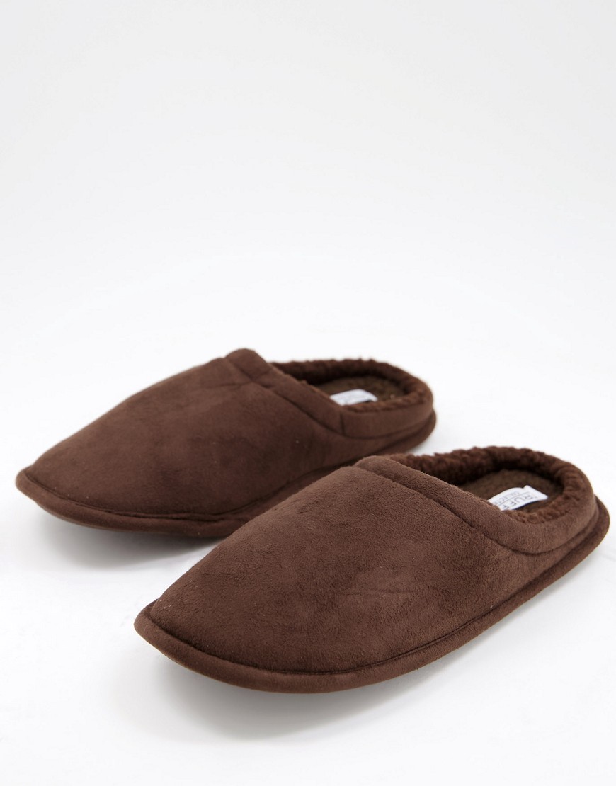 Truffle Collection fluffy mule slipper in brown