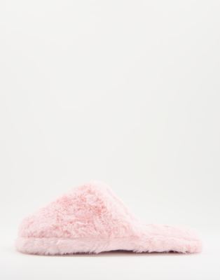 Truffle Collection Truffle Collection fluffy mule slipper in light pink