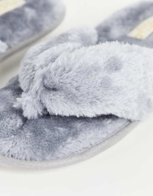 Furry toe hot sale post slippers