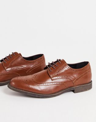 Truffle Collection formal lace up brogues in tan