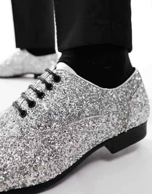 Silver glitter slip on hot sale shoes