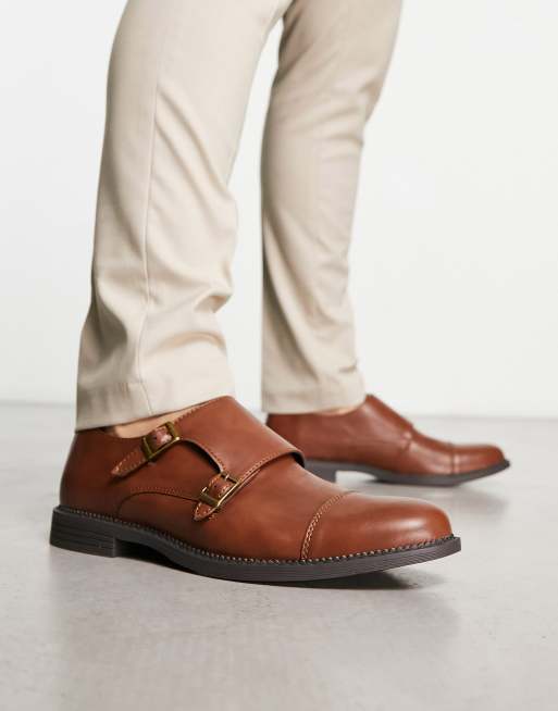 Mens tan monk strap on sale shoes