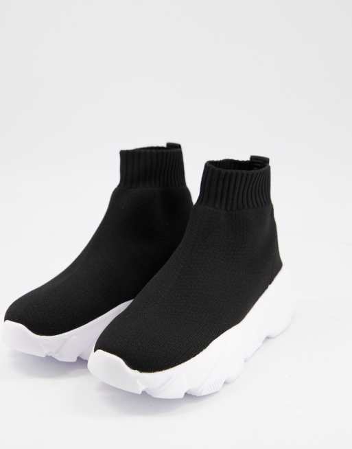 Truffle Collection - Gebreide soksneakers met dikke zool in zwart