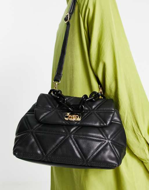 Truffle Collection – Gesteppte Mini-Tasche in Schwarz mit Kettengriff oben, 2 von 4