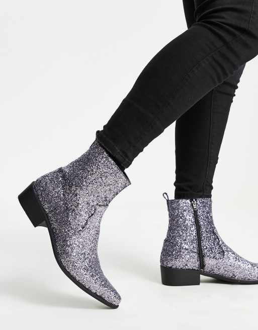Truffle Collection – Glittriga, grova chelseaboots i cowboystil