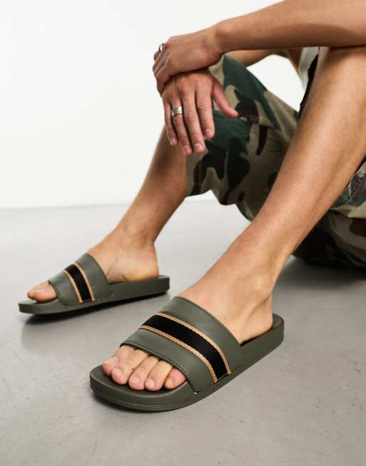 Adidas sliders sales khaki