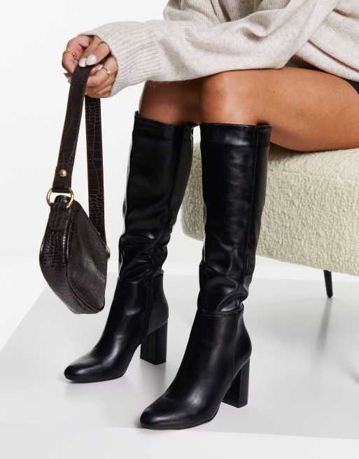Truffle Collection heeled knee-high boots in black, 2 of 4
