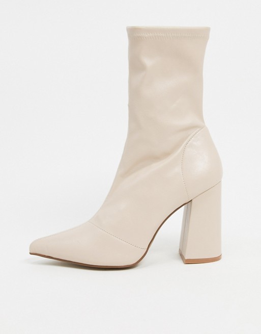 Truffle Collection heeled sock boots in beige