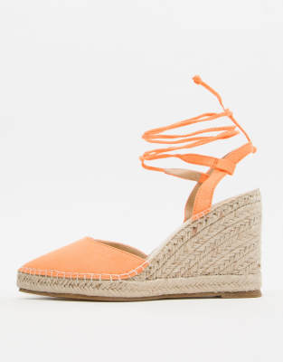 orange espadrilles wedge