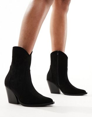 Truffle Collection Heeled Western Ankle Boots In Black