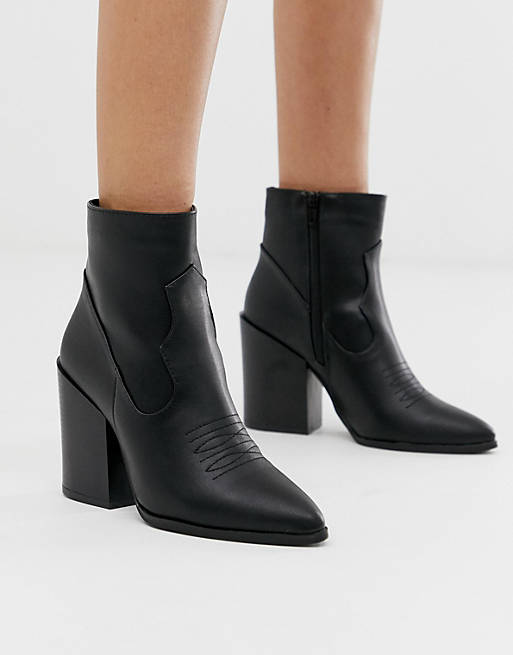 Truffle Collection heeled western boots in black | ASOS