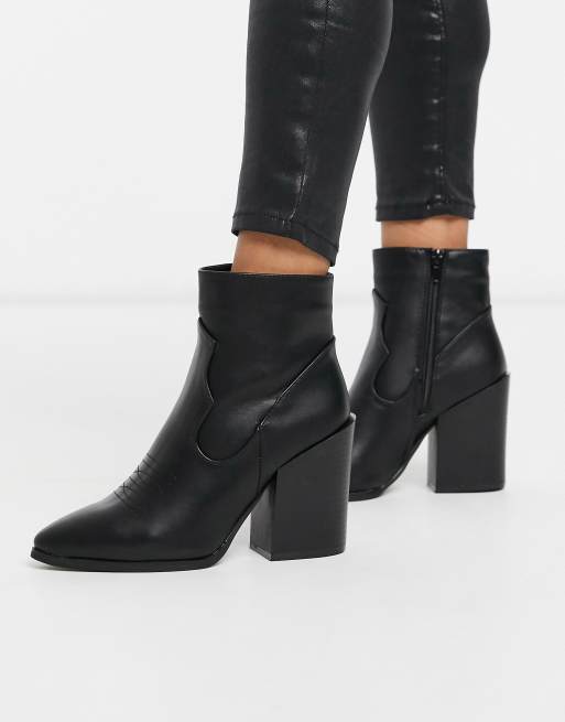 truffle collection heeled knee high boots in black