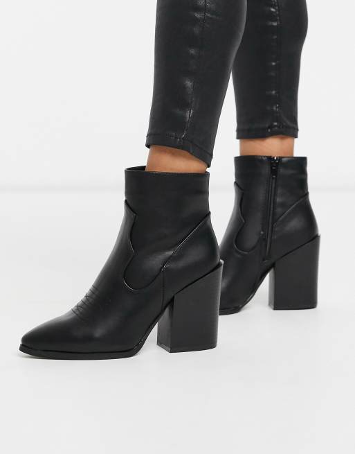 Truffle Collection heeled western boots in black | ASOS