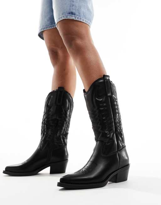 Truffle Collection heeled western boots in black ASOS