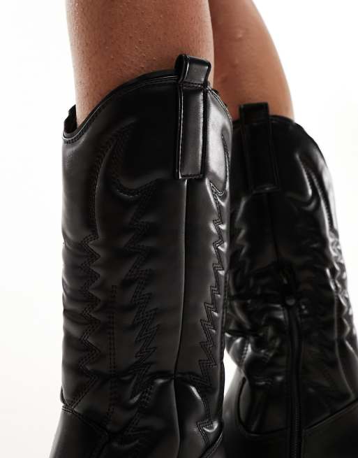 Truffle Collection heeled western boots in black, 3 of 4