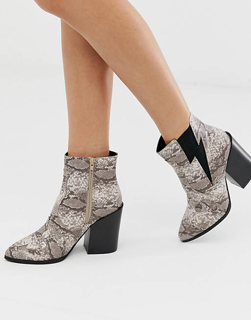 Truffle Collection heeled western boots in snake | ASOS