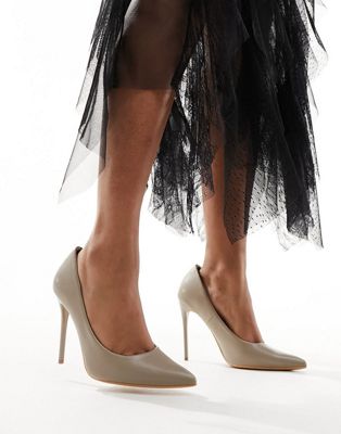  high heel court shoes in taupe