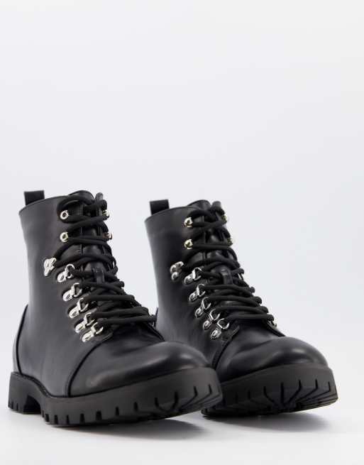 Truffle Collection hiker boots in black | ASOS