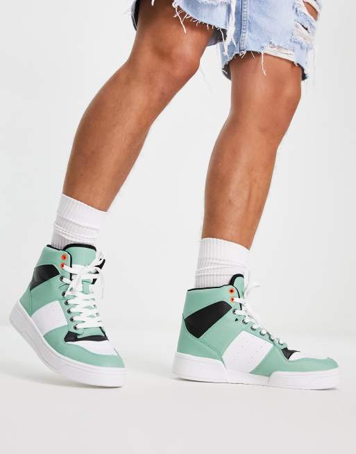 Truffle Collection hitop lace up trainers in colour mix