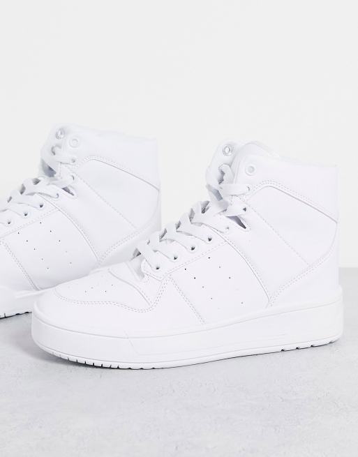 Truffle Collection – Hohe Sneaker in Weiß mit robuster, flacher Plateausohle