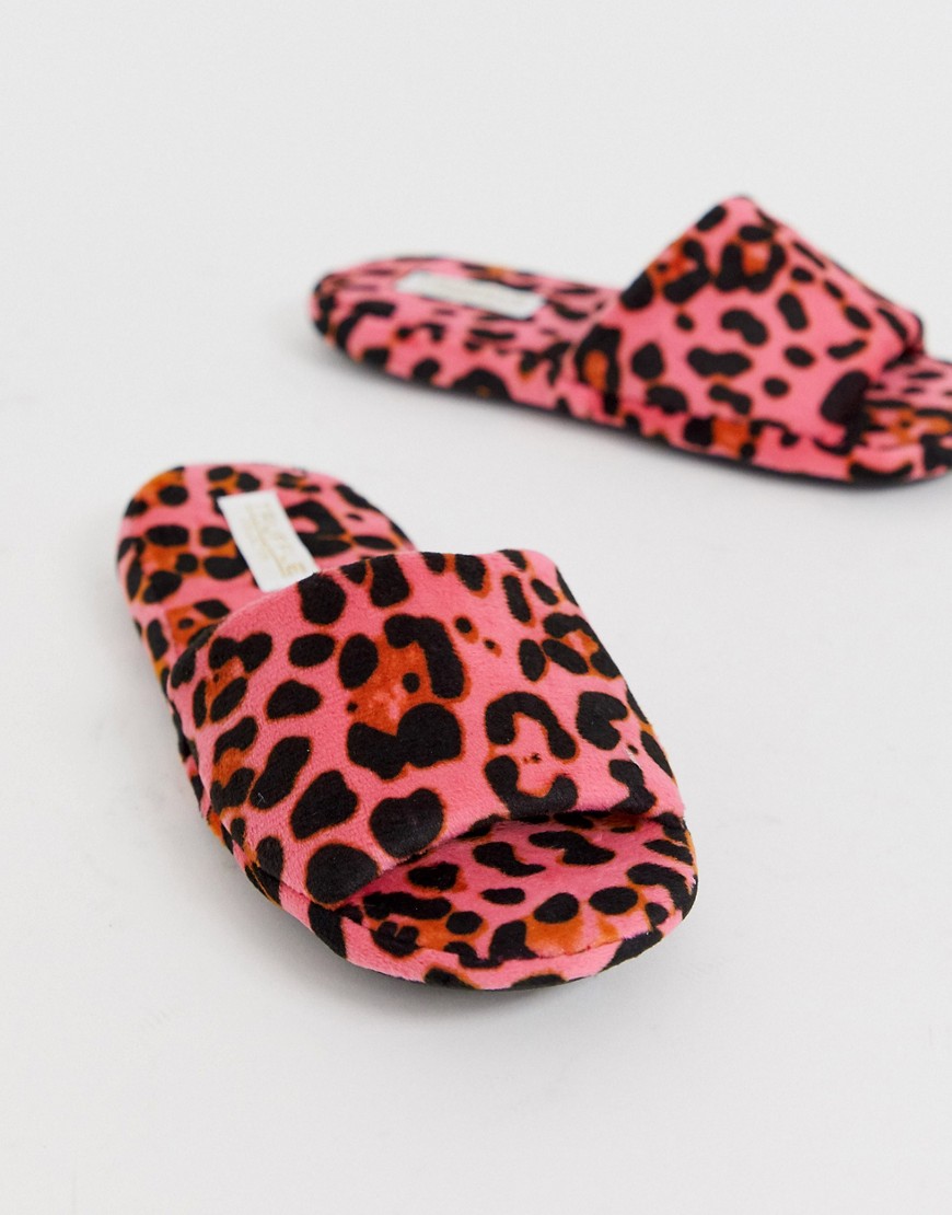 Truffle Collection – Innetofflor med leopardmönster-Rosa