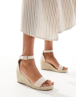Truffle Collection Jute Wedge Heeled Espadrilles In Beige-neutral