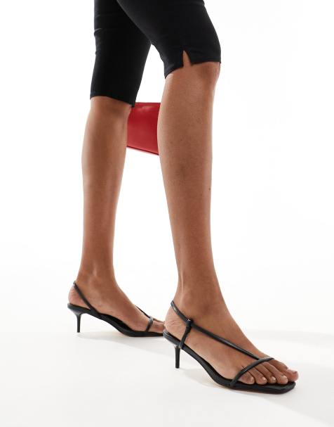 Truffle Collection kitten heel sandals in black - view 1