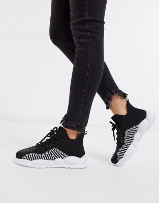 black knit runner trainers