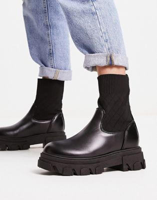 Truffle Collection knitted sock boots in black - ASOS Price Checker