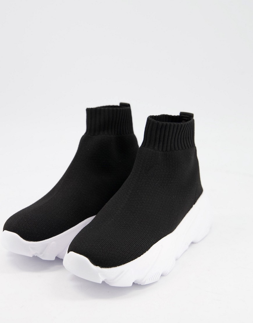 Truffle Collection knitted sock sneakers with chunky sole in black