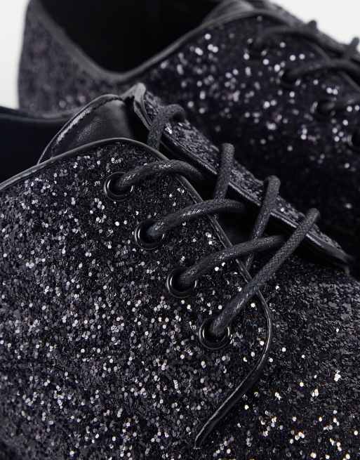 Black glitter sale lace up pumps