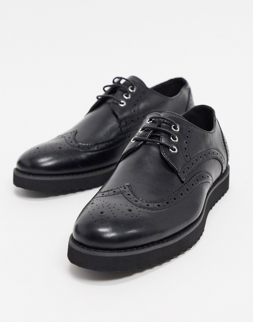 Truffle Collection Lace Up brogues-Black