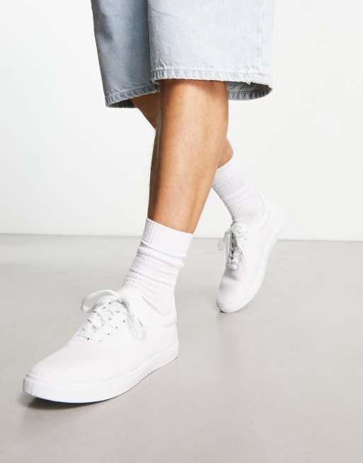 Wide white shop canvas sneakers