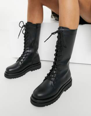 black chunky boots lace up