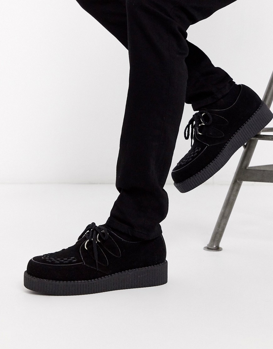 Truffle Collection lace up creeper in black suede