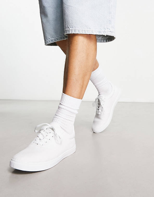 Truffle Collection - lace up plimsolls in white