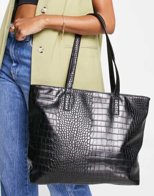 Truffle Collection Faux Leather Zip Front Tote Bag