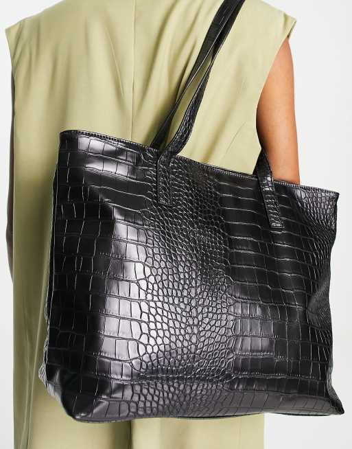 Truffle Collection large tote bag in black croc