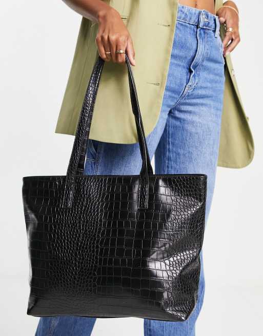 L.K. Bennett Lacey Black Croc Effect Tote - One Size, Black Female