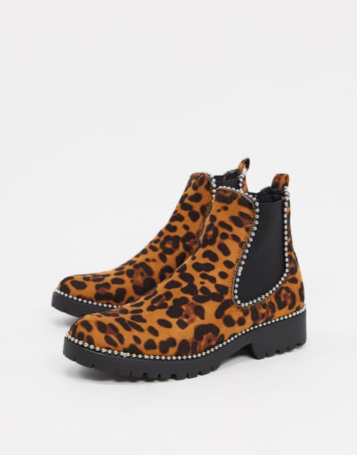 Truffle Collection – Leopardmönstrade platta chelseaboots