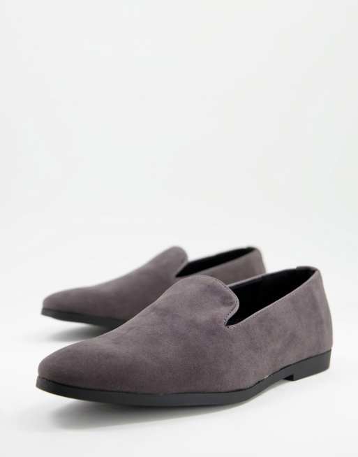 Truffle Collection – Loafer im Slipper-Stil aus Wildlederimitat in Grau