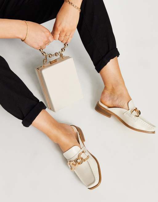 Cream store loafer mules