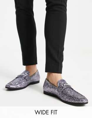 Truffle Collection - Loafers met trens en brede pasvorm in grove glitter